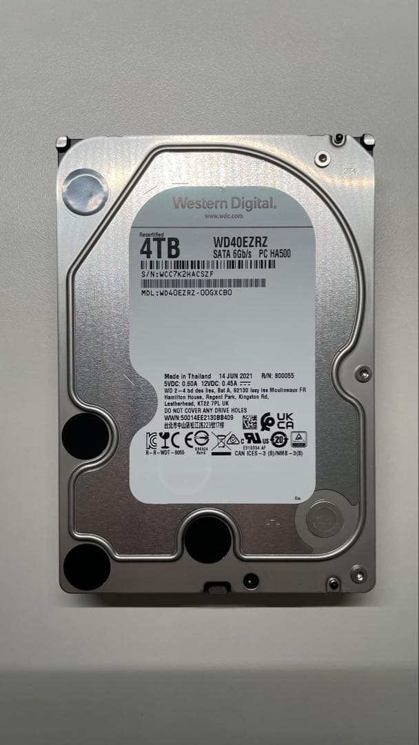 内蔵型ハードディスクドライブ Western Digital WD40EZRZ 4TB HDD