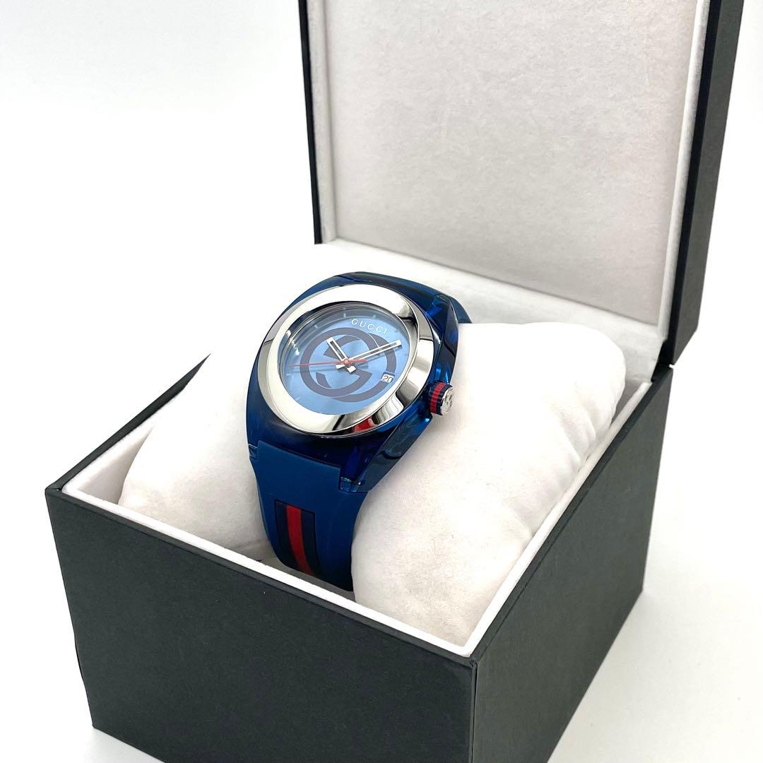 GUCCI SYNC シンク ラバーベルト ユニセックス ウォッチ ブルー 青