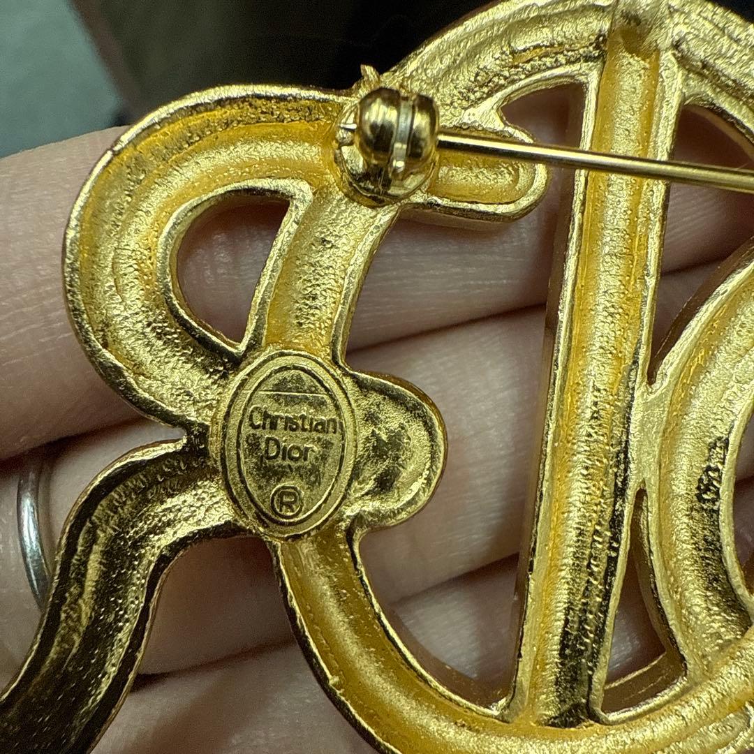 希少 極美品 Christian Dior クリスチャンディオール ブローチ 金