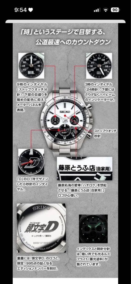頭文字D（イニシャルD） × SEIKO　コラボウォッチ セイコー