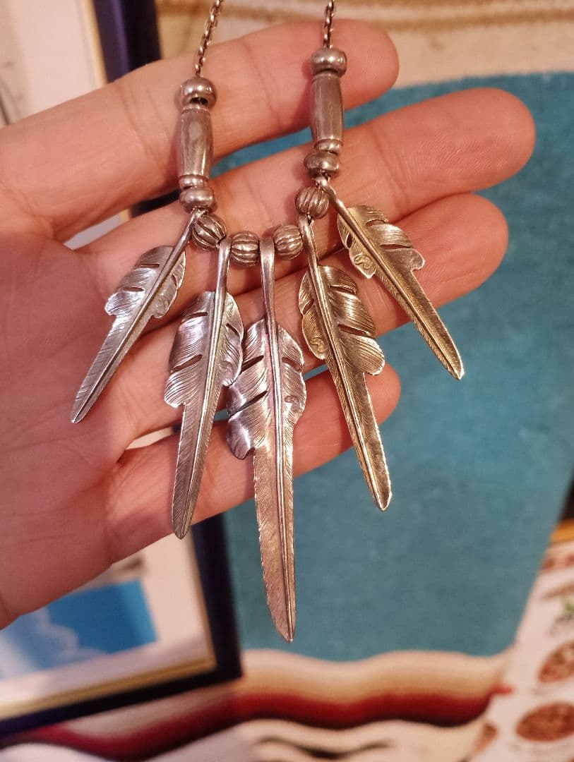 確実正規品ラリースミス カゼキリフェザー コンビネーション カスタムネックレス