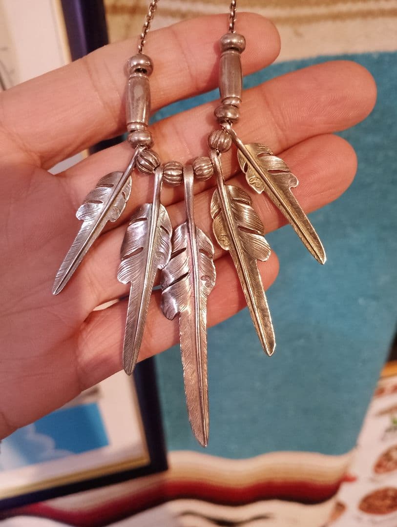 確実正規品ラリースミス カゼキリフェザー コンビネーション カスタムネックレス