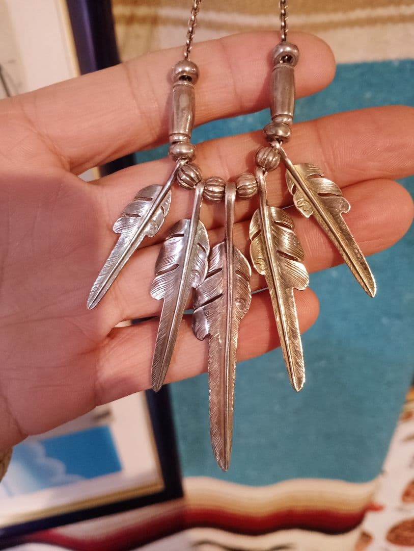 確実正規品ラリースミス カゼキリフェザー コンビネーション カスタムネックレス