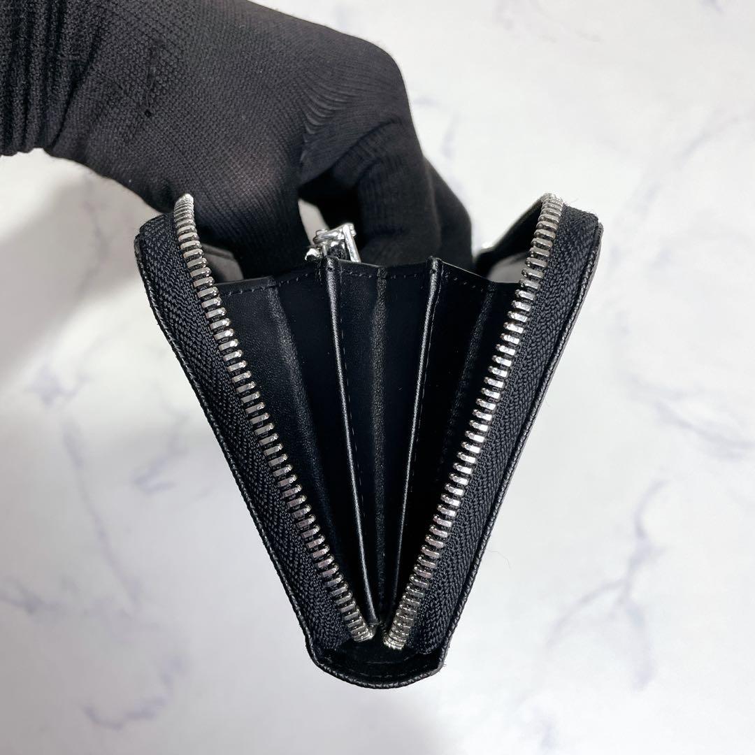 未使用級✨DIESEL デカロゴ ラウンドファスナー サフィアーノレザー 黒