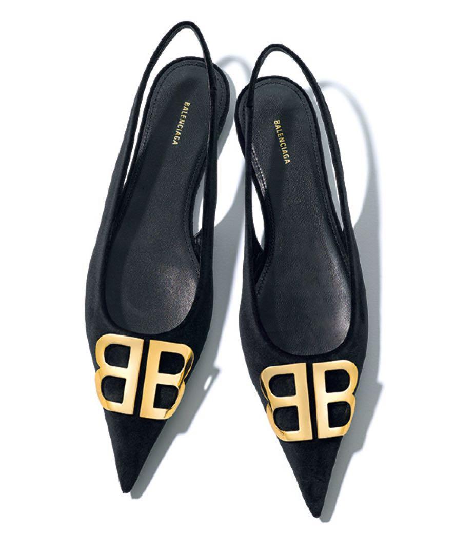 BALENCIAGA ブラック ポインテッドトゥ ミュール