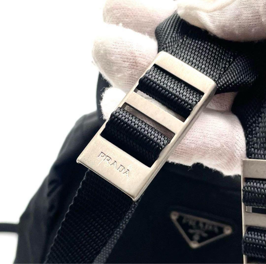 美品✨プラダ リュック 巾着型 ナイロン 三角ロゴ 白タグ ブラック