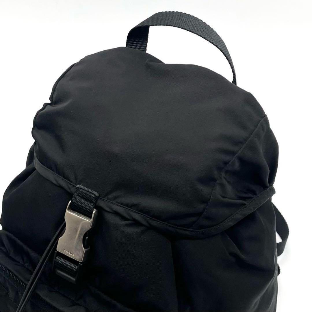 美品✨プラダ リュック 巾着型 ナイロン 三角ロゴ 白タグ ブラック