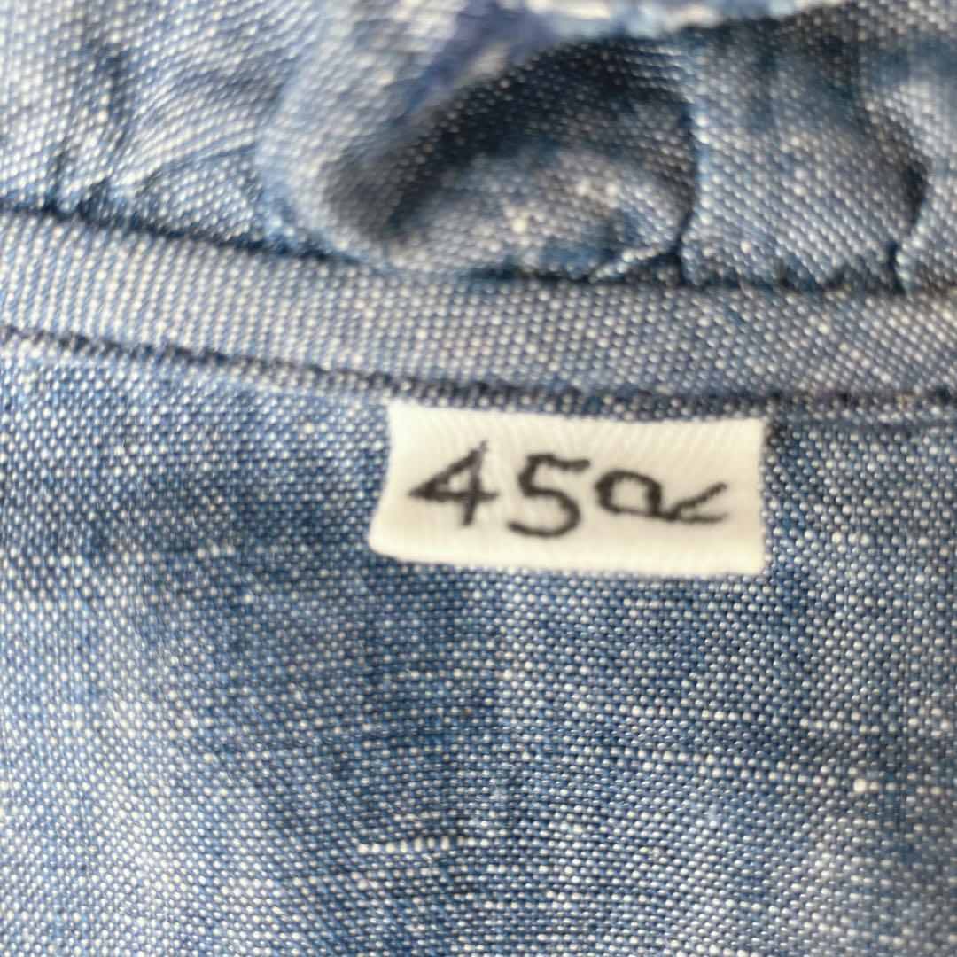 最終価格45R コットンリネンのカシュクールブラウス（ダンガリー）フリル