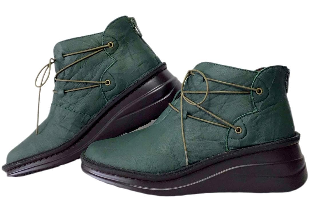 インコルジェ 83082K グリーン 23cm 紐編上げブーツ