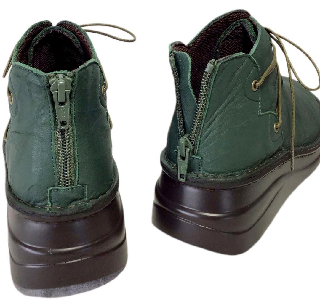 インコルジェ 83082K グリーン 23cm 紐編上げブーツ