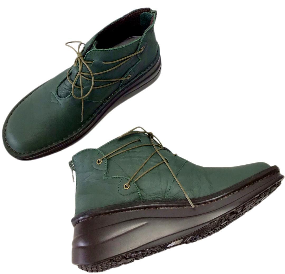 インコルジェ 83082K グリーン 23cm 紐編上げブーツ