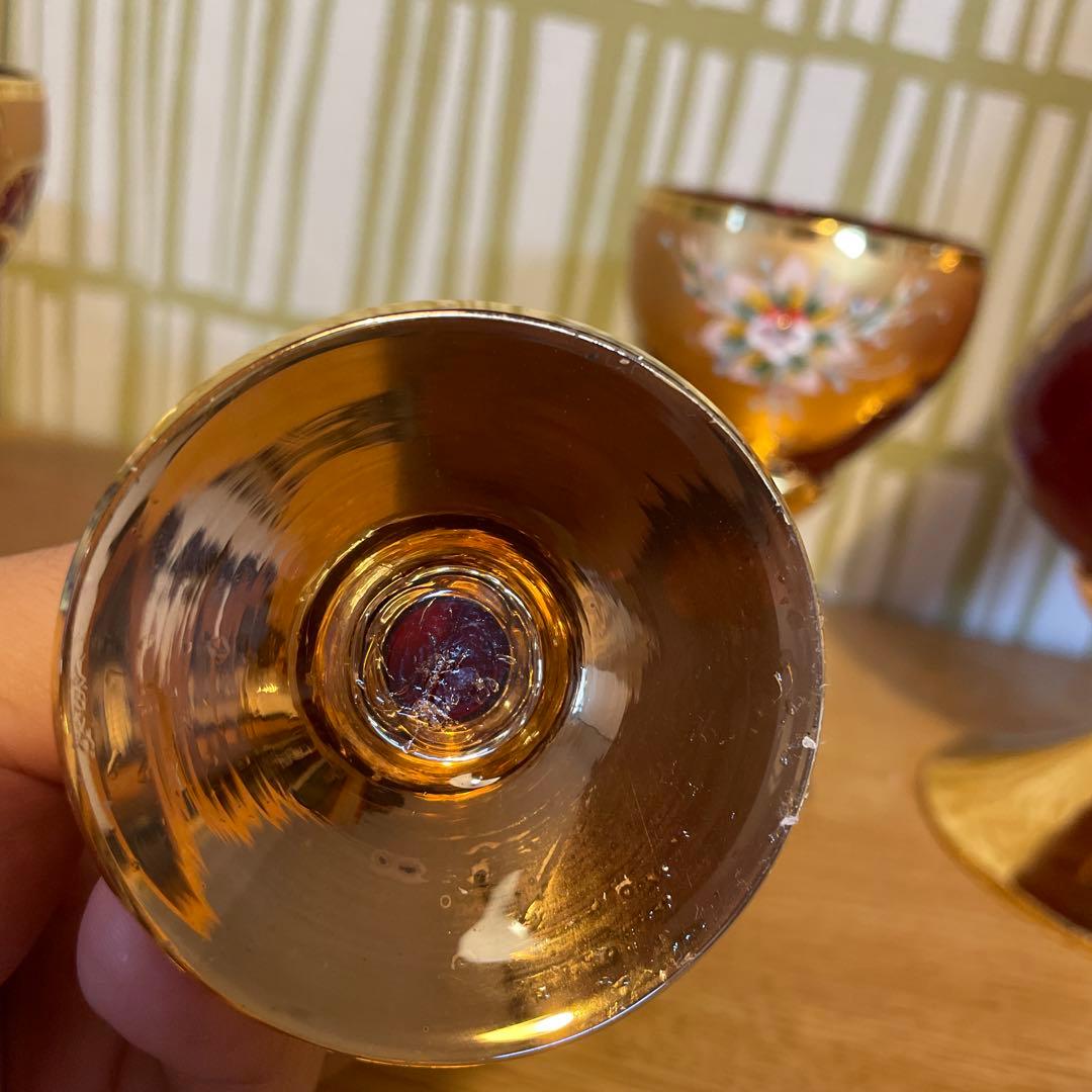 Murano Glass 赤金 デキャンタとグラスセット