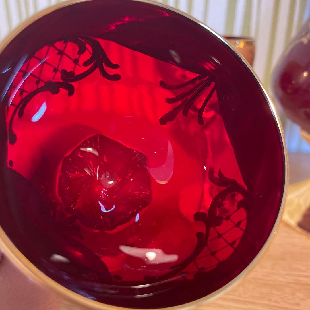 Murano Glass 赤金 デキャンタとグラスセット