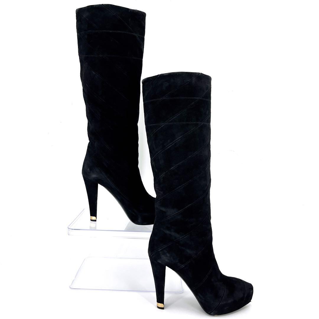 ルイヴィトン　ロングブーツ　フェアリーライン　ブラック　スウェード　38 1/2