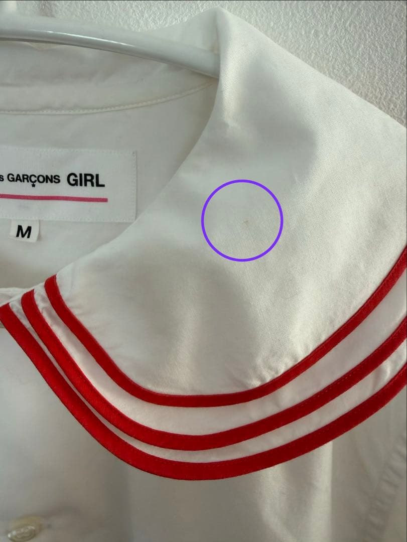 COMME des GARÇONS GIRL パイピング 赤 ブラウスM