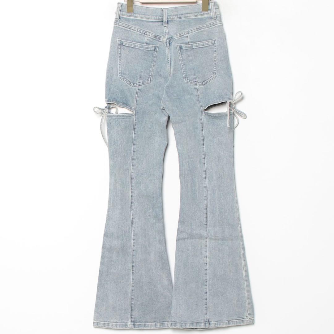 melonRESEXXY カットアウトリボンデニムパンツ ブーツカット