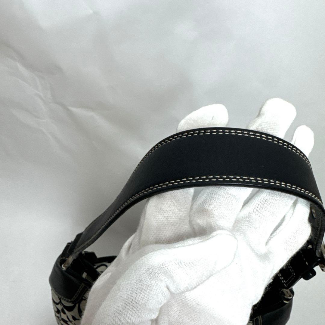 【美品】COACH シグネチャー ターンロック ホーボー ワンショルダーバッグ