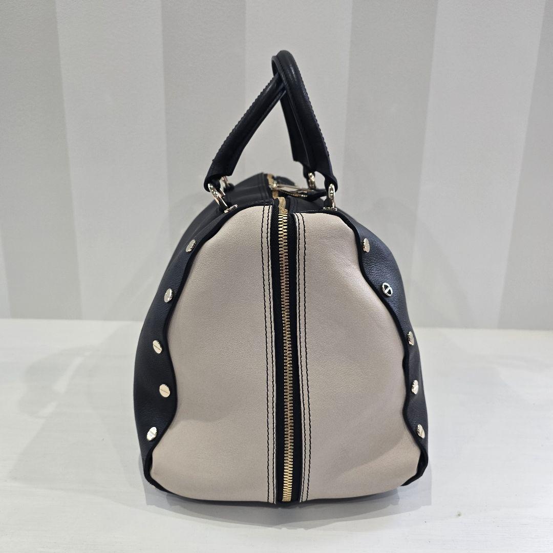 エンポリオアルマーニ ボストンバッグ レザー スタッズ バイカラー