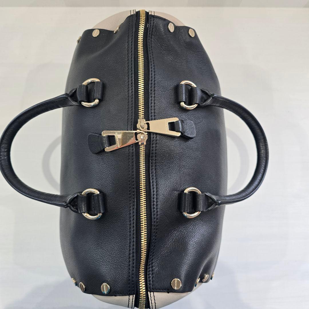 エンポリオアルマーニ ボストンバッグ レザー スタッズ バイカラー