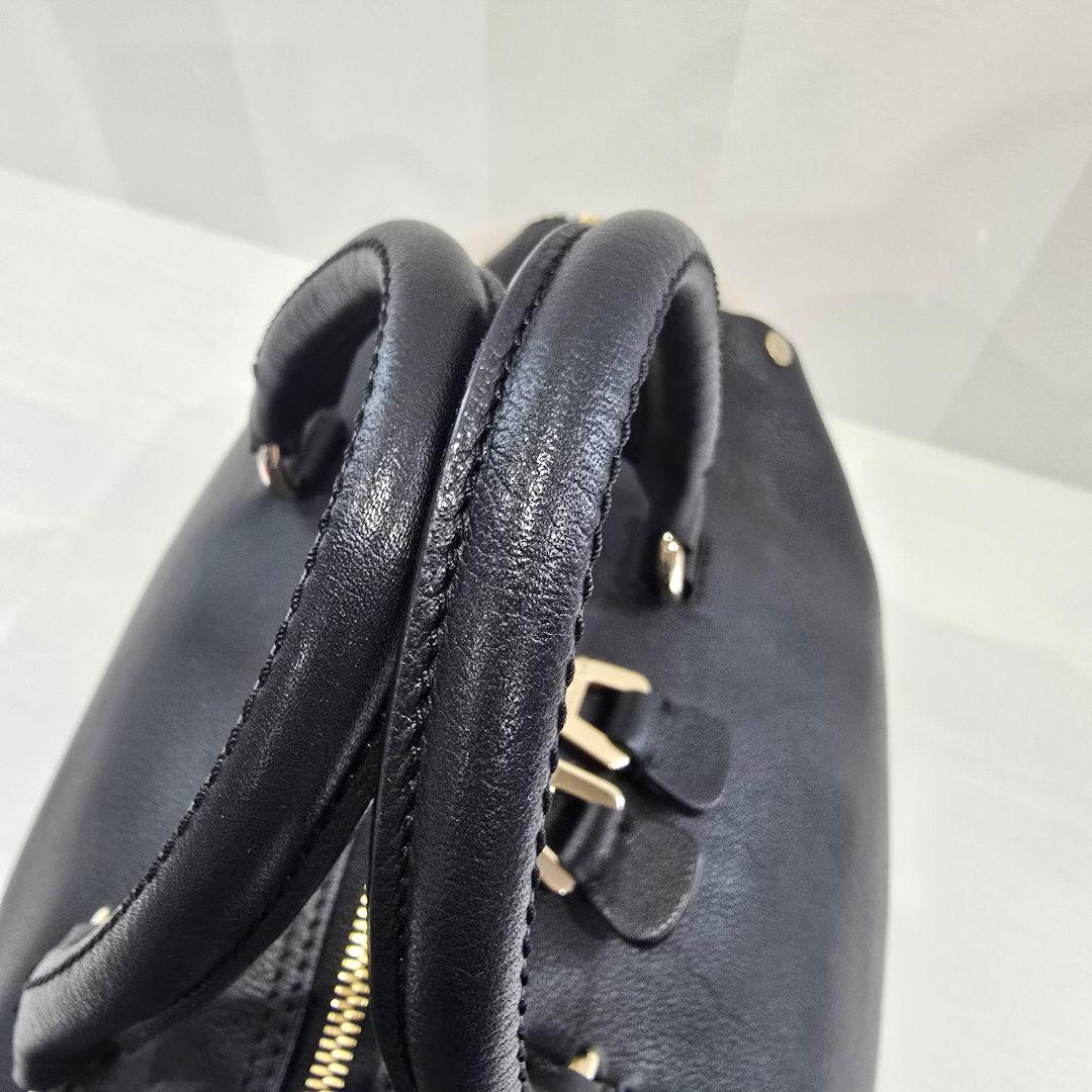 エンポリオアルマーニ ボストンバッグ レザー スタッズ バイカラー