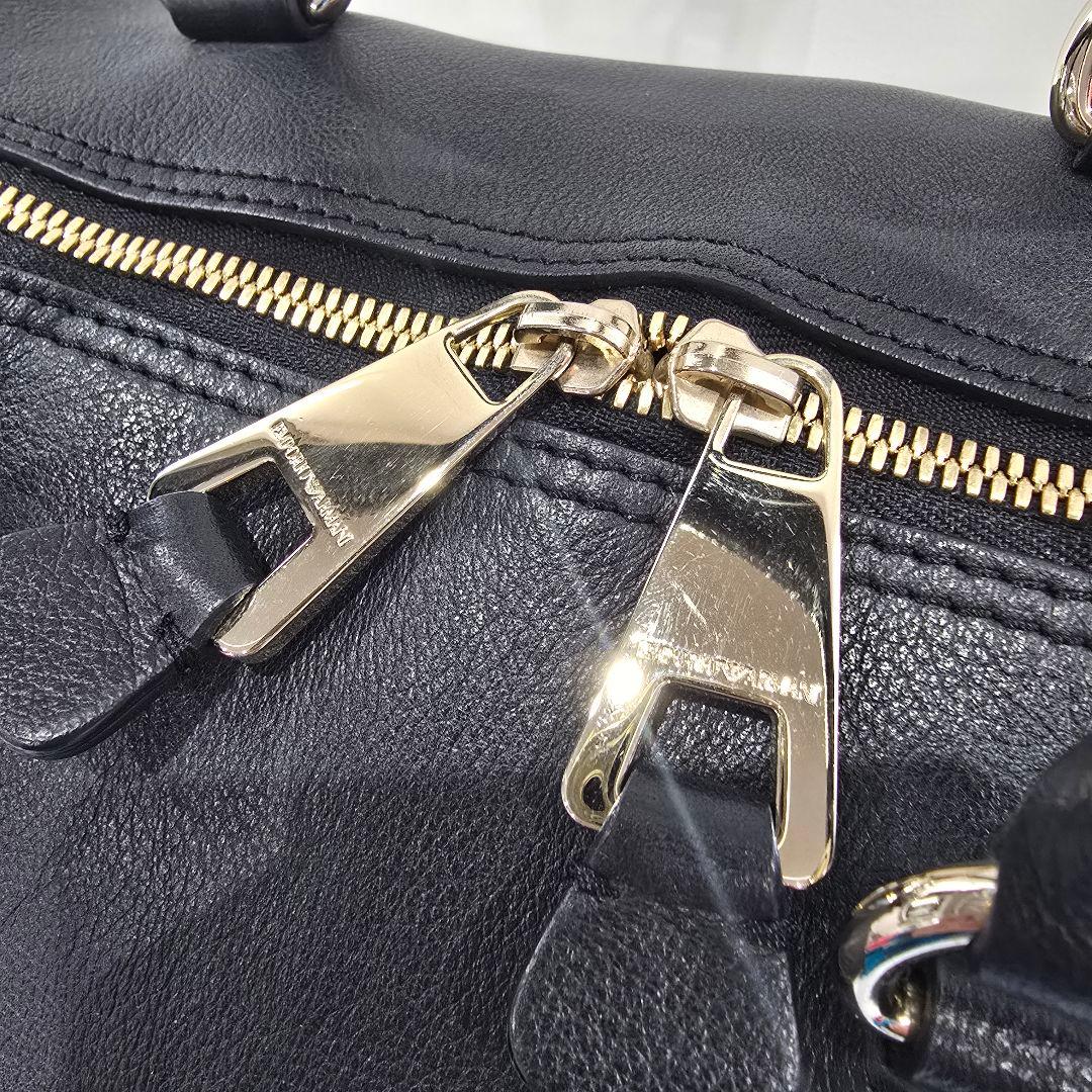 エンポリオアルマーニ ボストンバッグ レザー スタッズ バイカラー