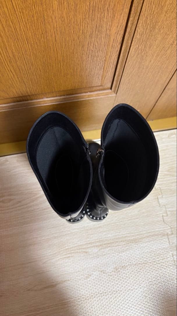 ⭐️新品未使用⭐️アキロン×Donobanコラボ　パールロングブーツ　M23.5 黒