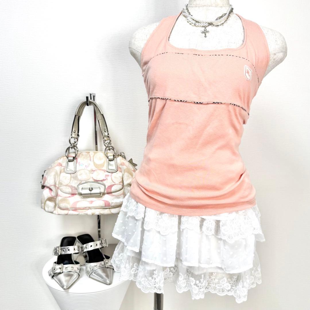 y2k❤️ BURBERRY BLUE LABEL ロゴ チェック ホルターネック