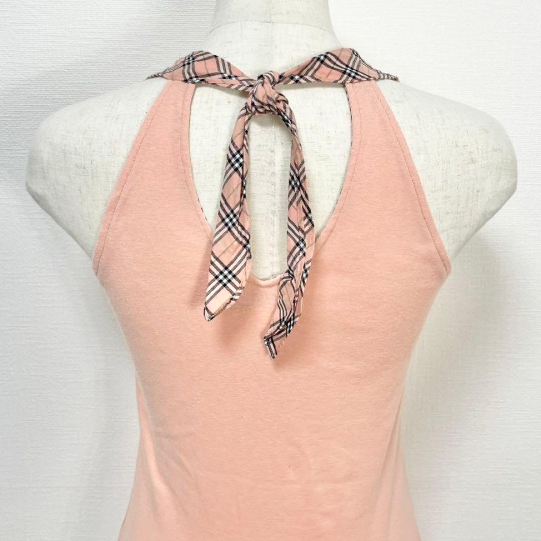 y2k❤️ BURBERRY BLUE LABEL ロゴ チェック ホルターネック