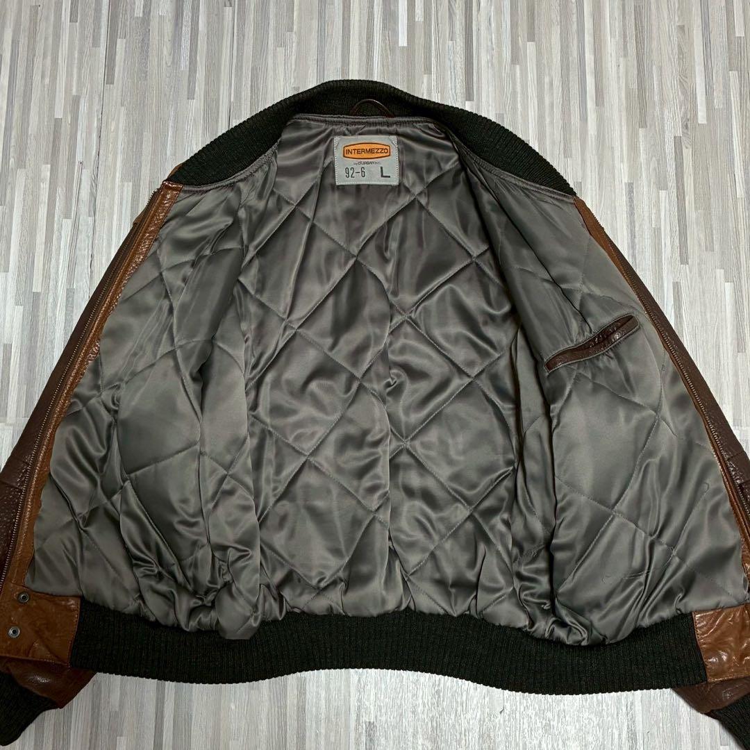90s 希少✨️インターメッツォ ラムレザー ボンバージャケット ブラウン L