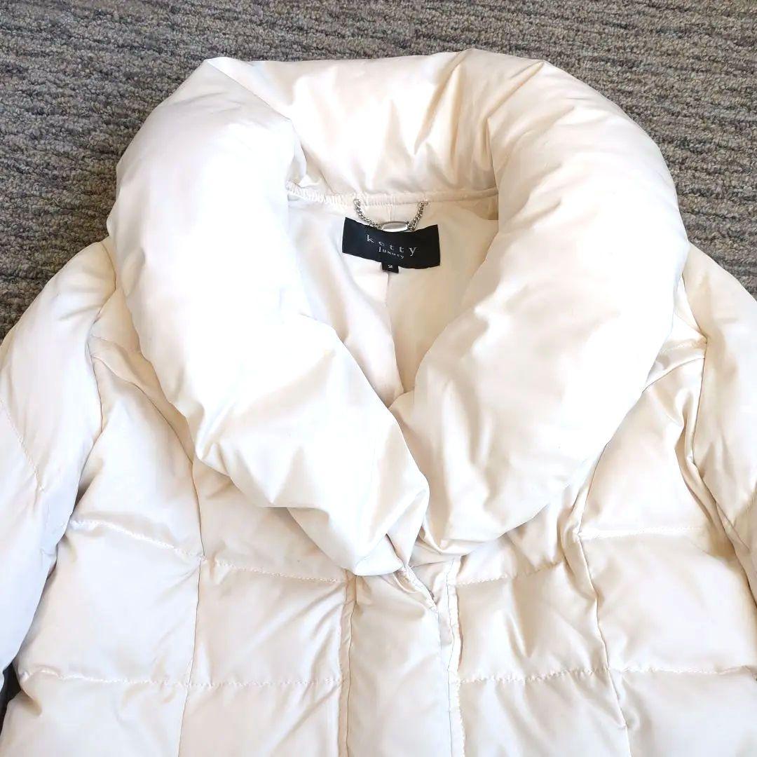 KETTY　女優襟　ダウンコート　ラグジュアリー　ホワイト　ウエストリボン　М