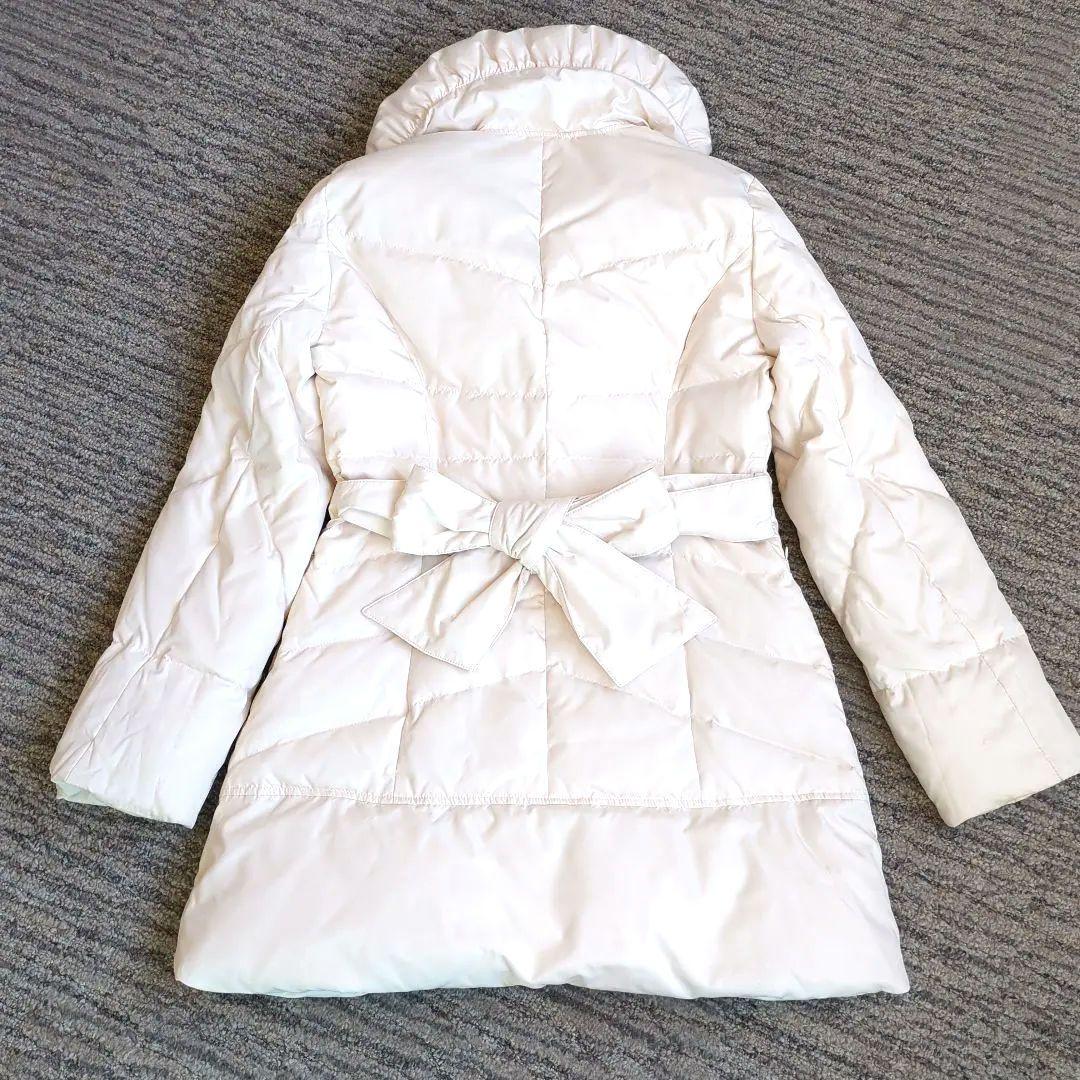 KETTY　女優襟　ダウンコート　ラグジュアリー　ホワイト　ウエストリボン　М