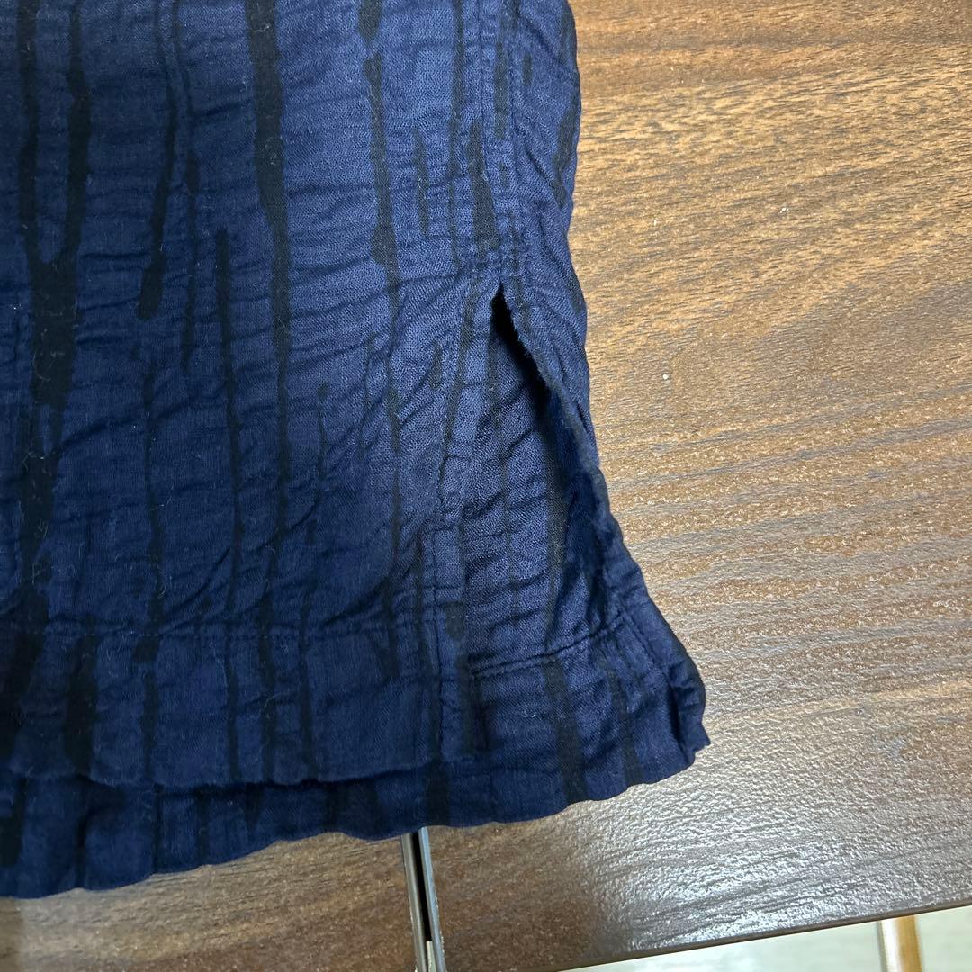 【ISSEY MIYAKE】ネイビー クレープシャツ