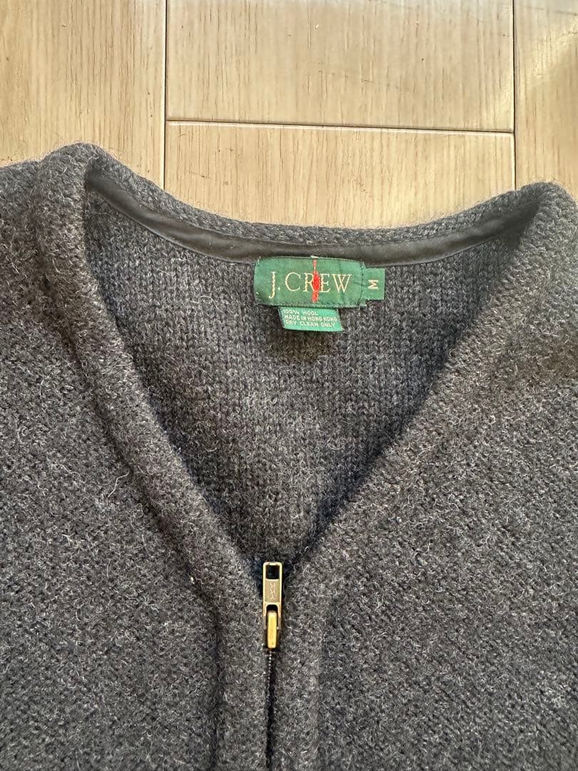 90sJ.Crew グレー ジップアップカーディガン M