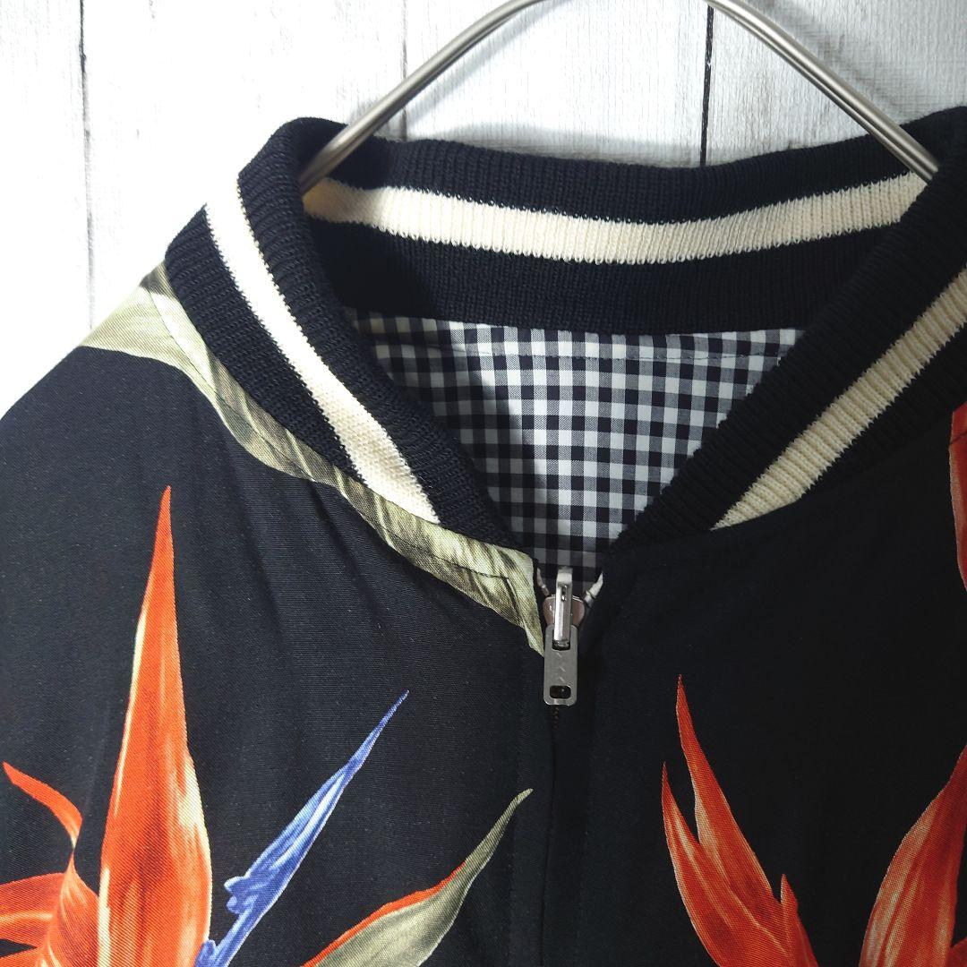 【リバーシブル】ワコマリア　ボタニカル　ギンガムチェック　ブルゾン　極楽鳥