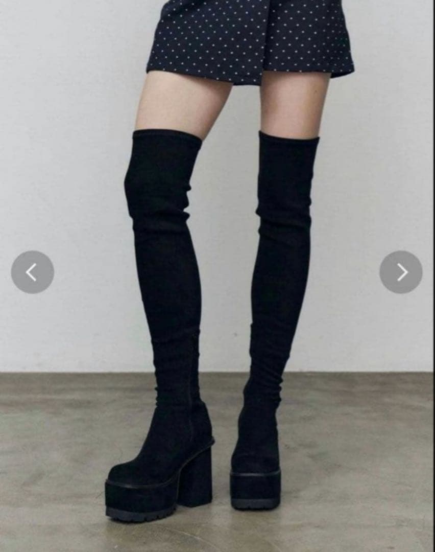 EMODA スクエアフィットロングブーツ Lサイズ ブラック