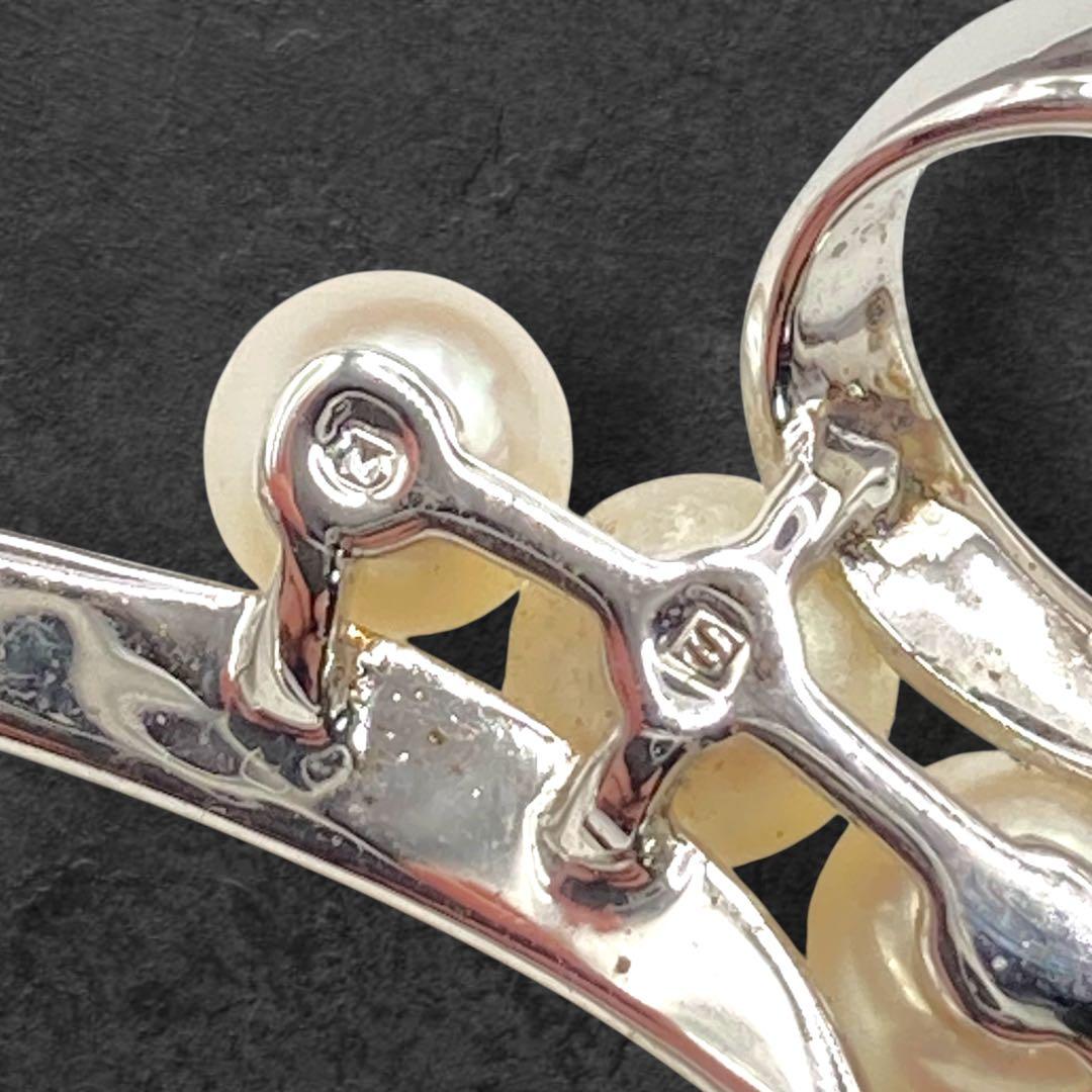 ミキモト アコヤ真珠 ハートブローチ シルバー 3珠 352