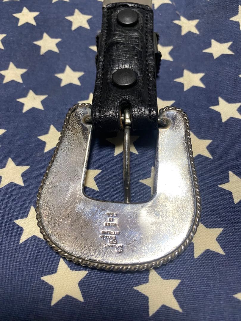 黒レザー装飾バックルベルト(スターリングシルバー)サンセットトレイル