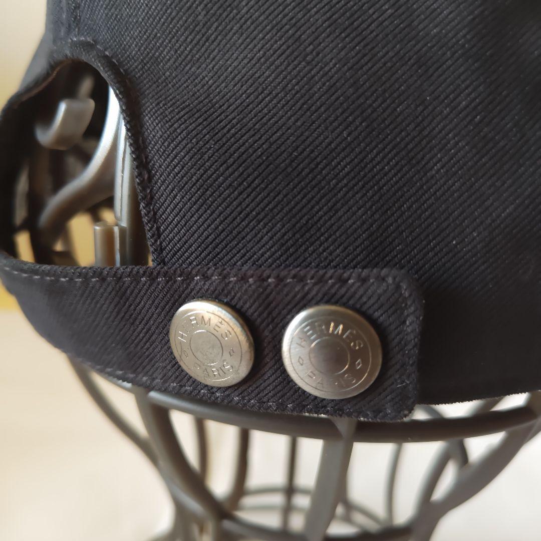 【美品】エルメス　キャップ　帽子　58 ブラック　 H刺繍ロゴ　フランス製