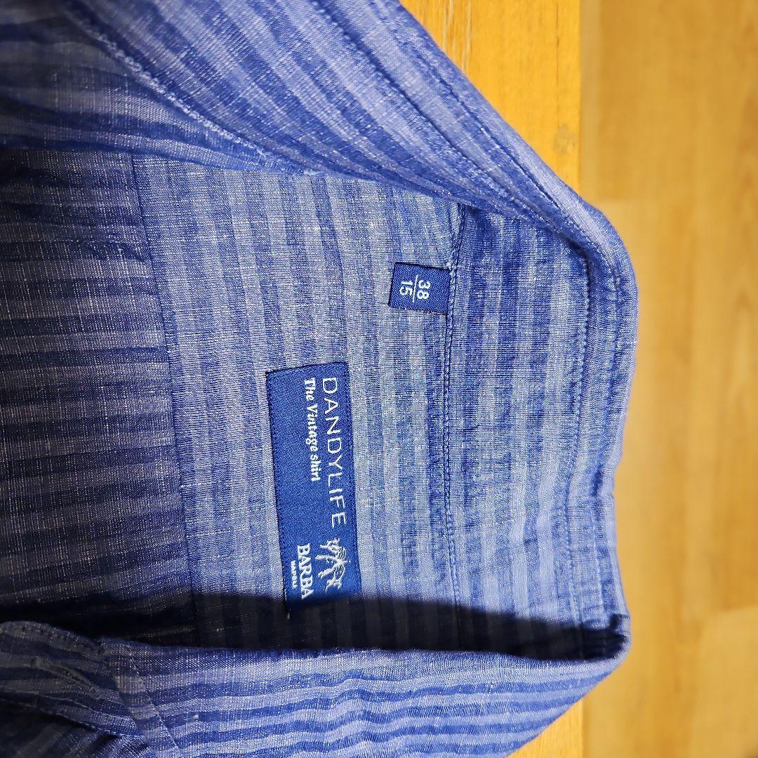 【新品未使用】バルバ　ダンディライフ　綿麻ストライプシャツS38定価約4.8万円