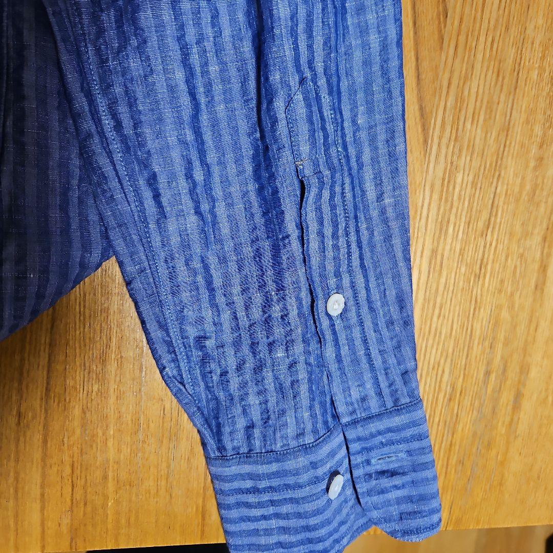 【新品未使用】バルバ　ダンディライフ　綿麻ストライプシャツS38定価約4.8万円