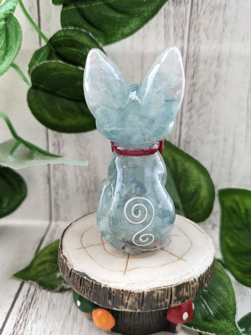 【つねりん】ミニサイズ！アクアマリンの超ネクタイねこちゃん形オルゴ☆他９点