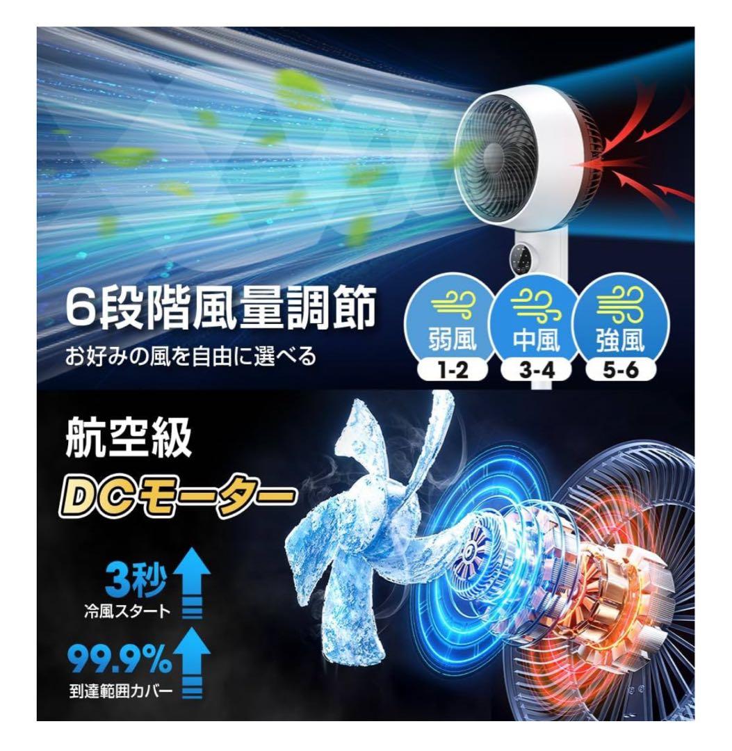 サーキュレーター 扇風機 1台多役 静音 360度首振り 強力 省エネ