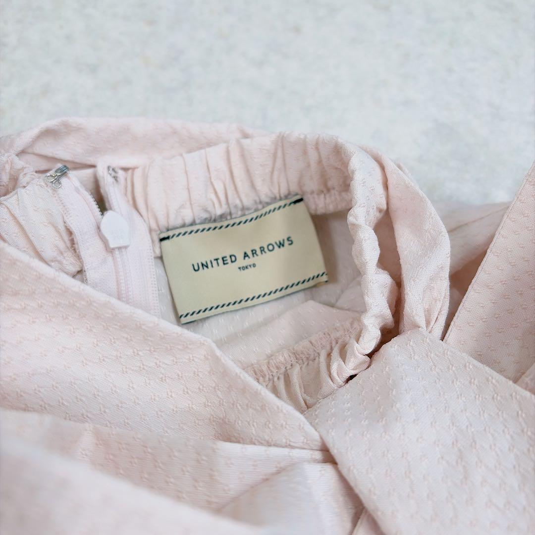 ユナイテッドアローズ ドットドビー ボウタイ ブラウス ピンク 38 セレモニー