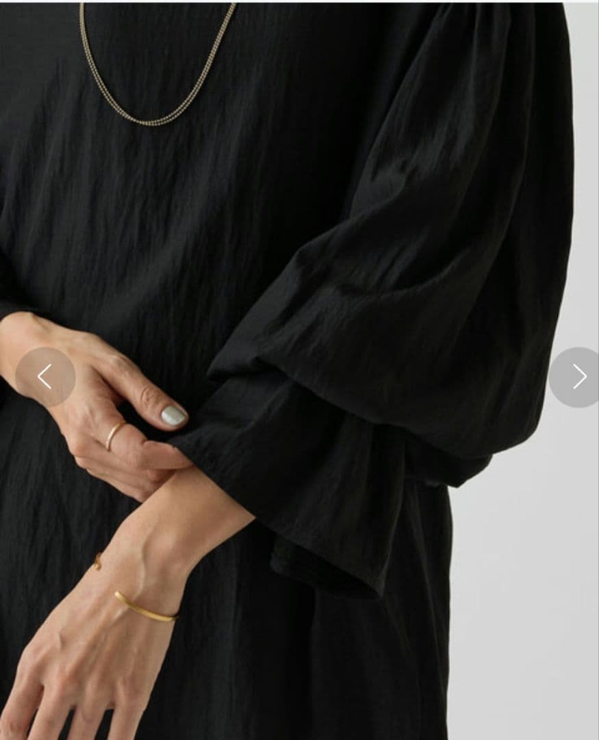 ビアズリー　ギャザーカフスシャツ　黒　新品未使用