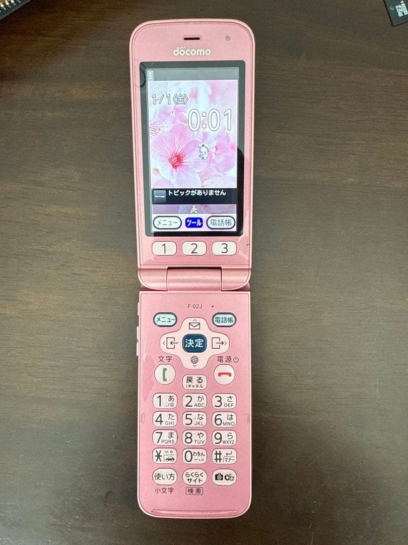SIMフリー ドコモ らくらくフォン F-02J 本体・充電器 動作確認済み