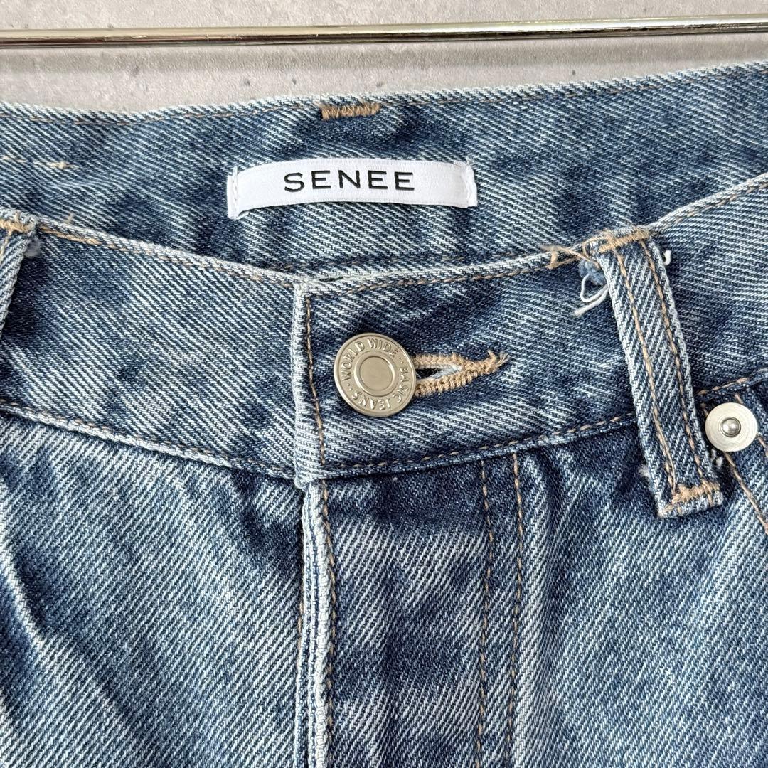 SENEE セニー ワイドデニムパンツ ダメージ ユーズド加工 サイズ S