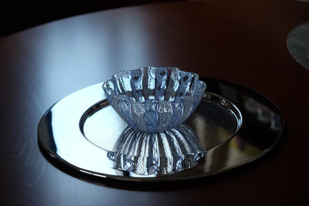 レースガラス 吹きガラス グラス 花瓶/ワイングラス 昭和レトロ 江波冨士子/