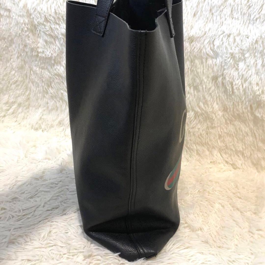 未使用級✨グッチ　レザー トートバッグ　ロゴ シェリーライン　ブラック メンズ