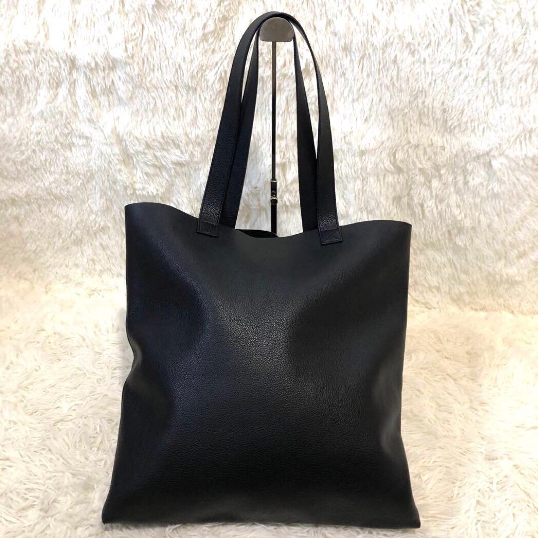 未使用級✨グッチ　レザー トートバッグ　ロゴ シェリーライン　ブラック メンズ