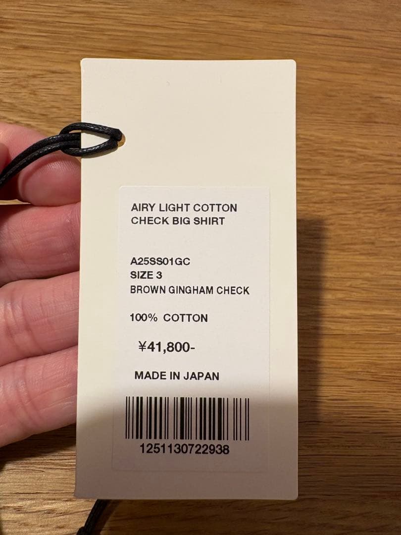 サイズ3 AIRY LIGHT COTTON CHECK BIG SHIRT